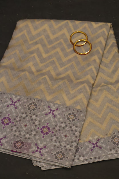 Silk Kota saree- Grey Kolam