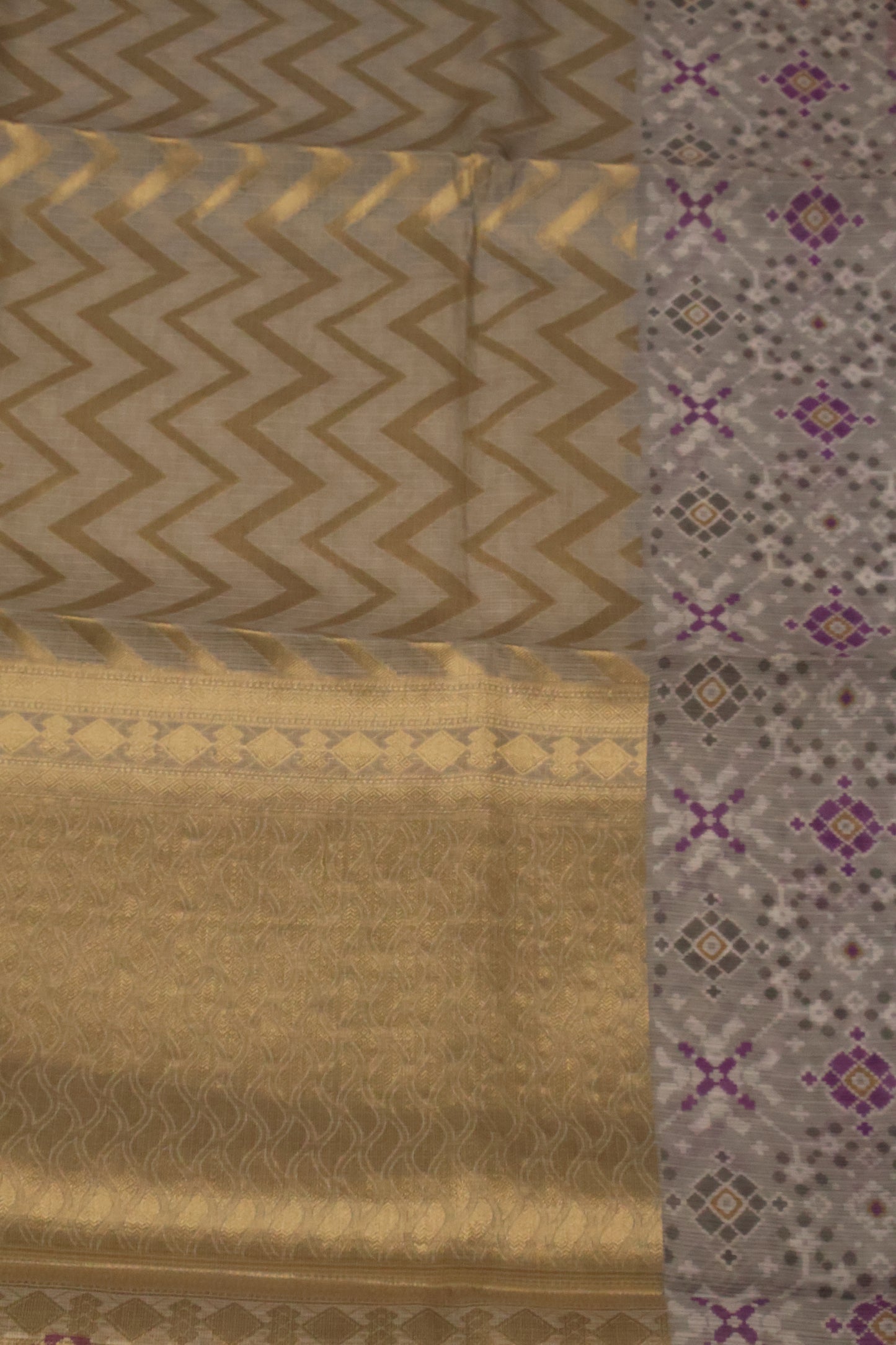 Silk Kota saree- Grey Kolam