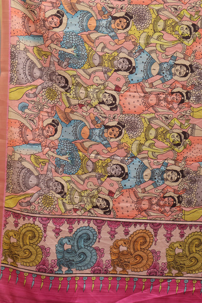 Art Mulberry Silk Saree-Pink Penn Kalamkari