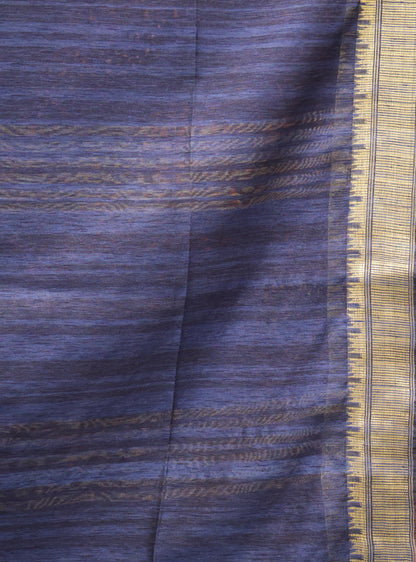 Bhagalpur Tussar Saree-Navy Blue