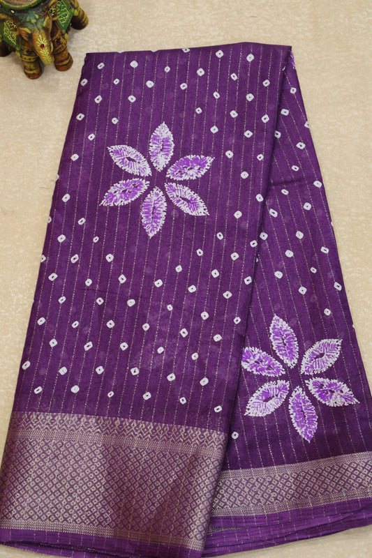 Dola Silk Saree Zari Lines-Purple