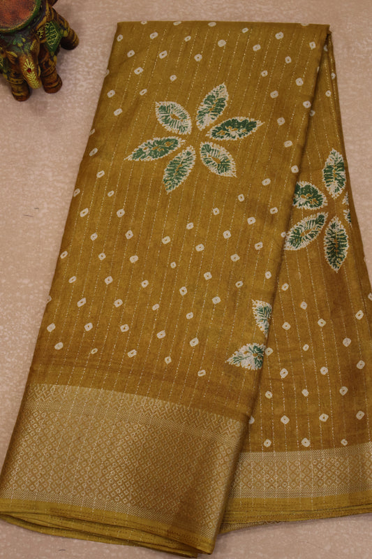 Dola Silk Saree Zari Lines-Mustard