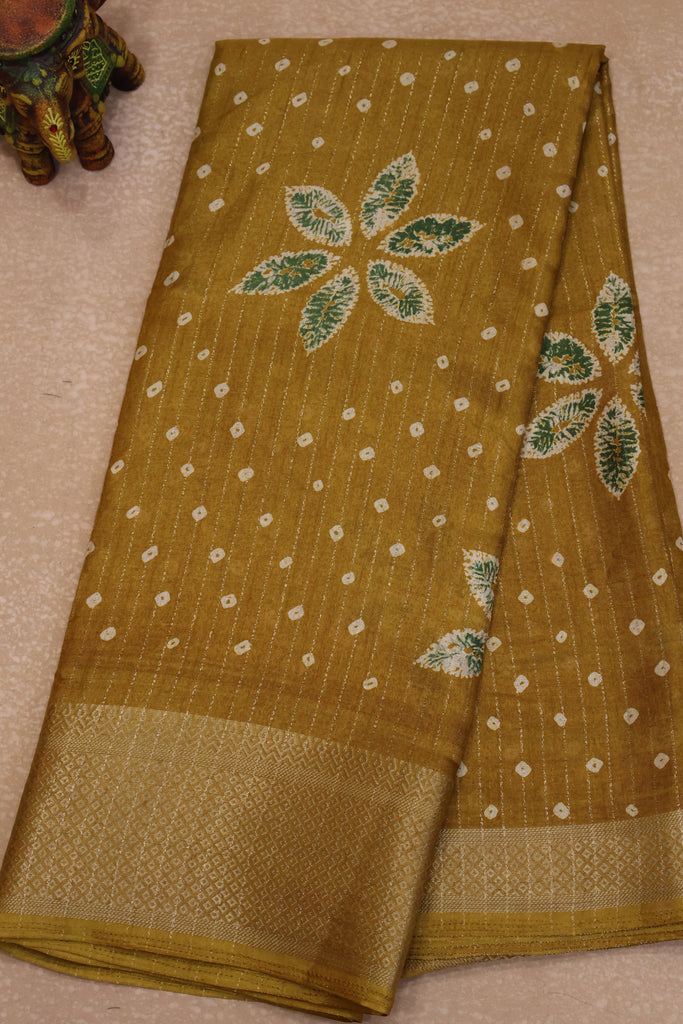 Dola Silk Saree Zari Lines-Mustard