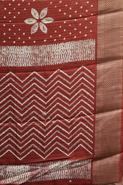 Dola Silk Saree Zari Lines-Brick Red