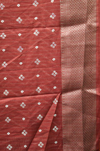 Dola Silk Saree Zari Lines-Brick Red