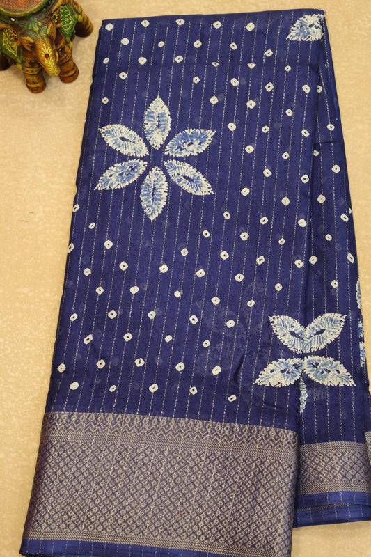 Dola Silk Saree Zari Lines-Blue