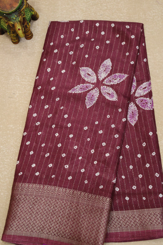Dola Silk Saree Zari Lines-Wine