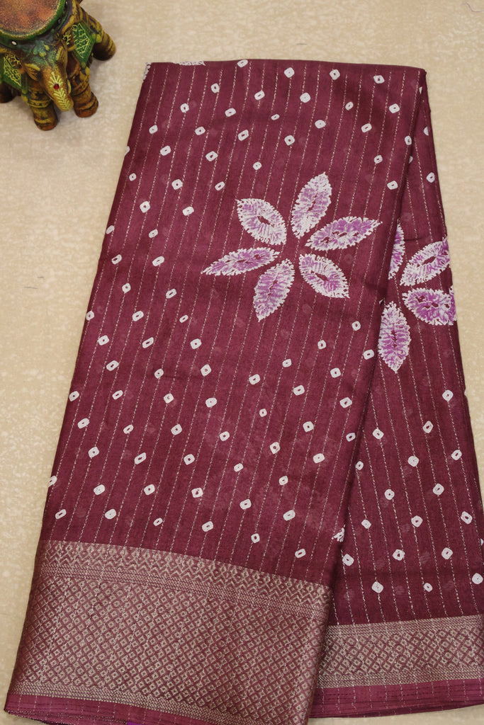 Dola Silk Saree Zari Lines-Wine