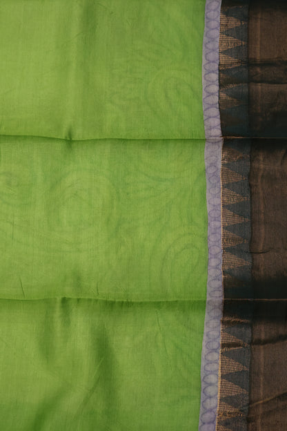 Pure Tussar Saree - Light Green Floral