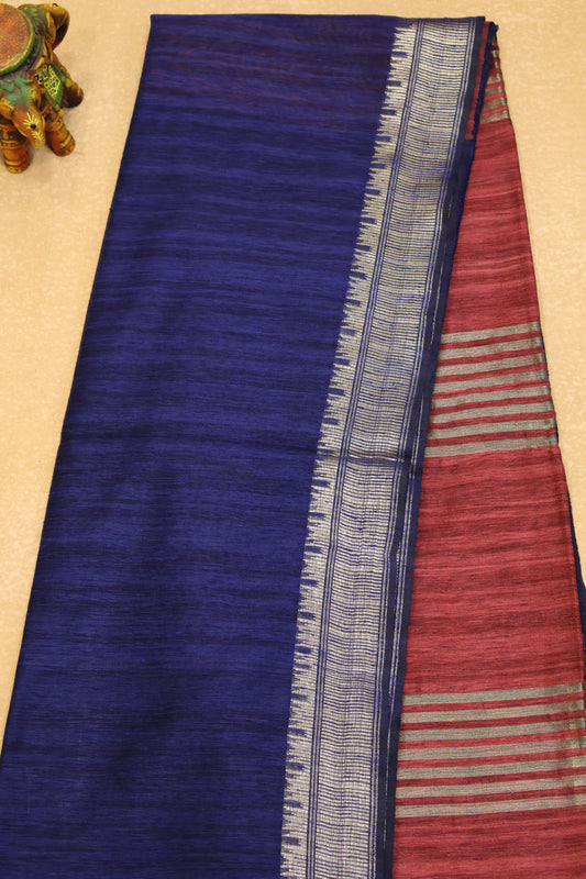 Bhagalpur Tussar Saree-Blue