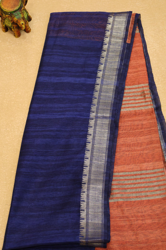 Bhagalpur Tussar Saree-Blue