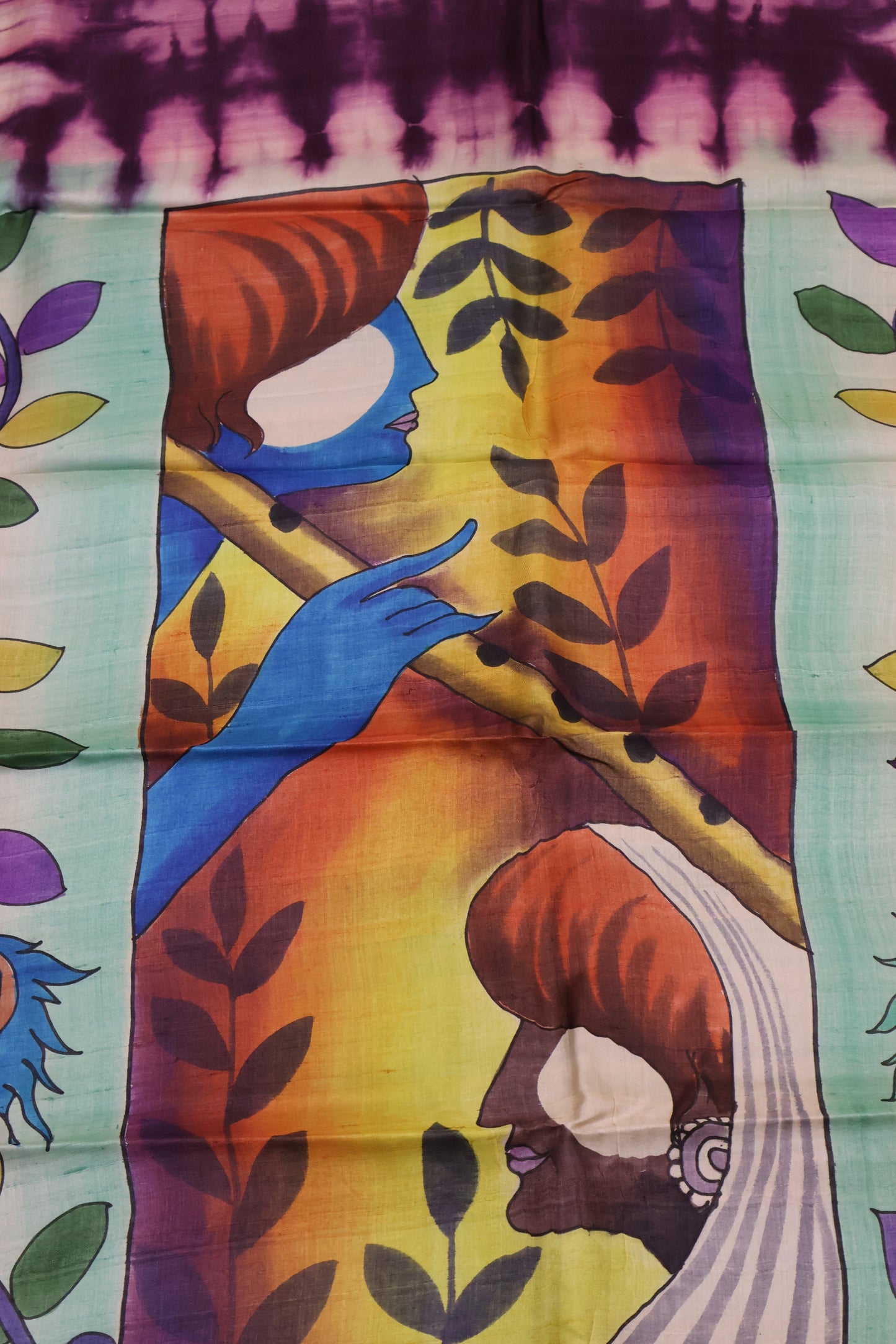 Pure Tussar Saree - Purple Floral Border