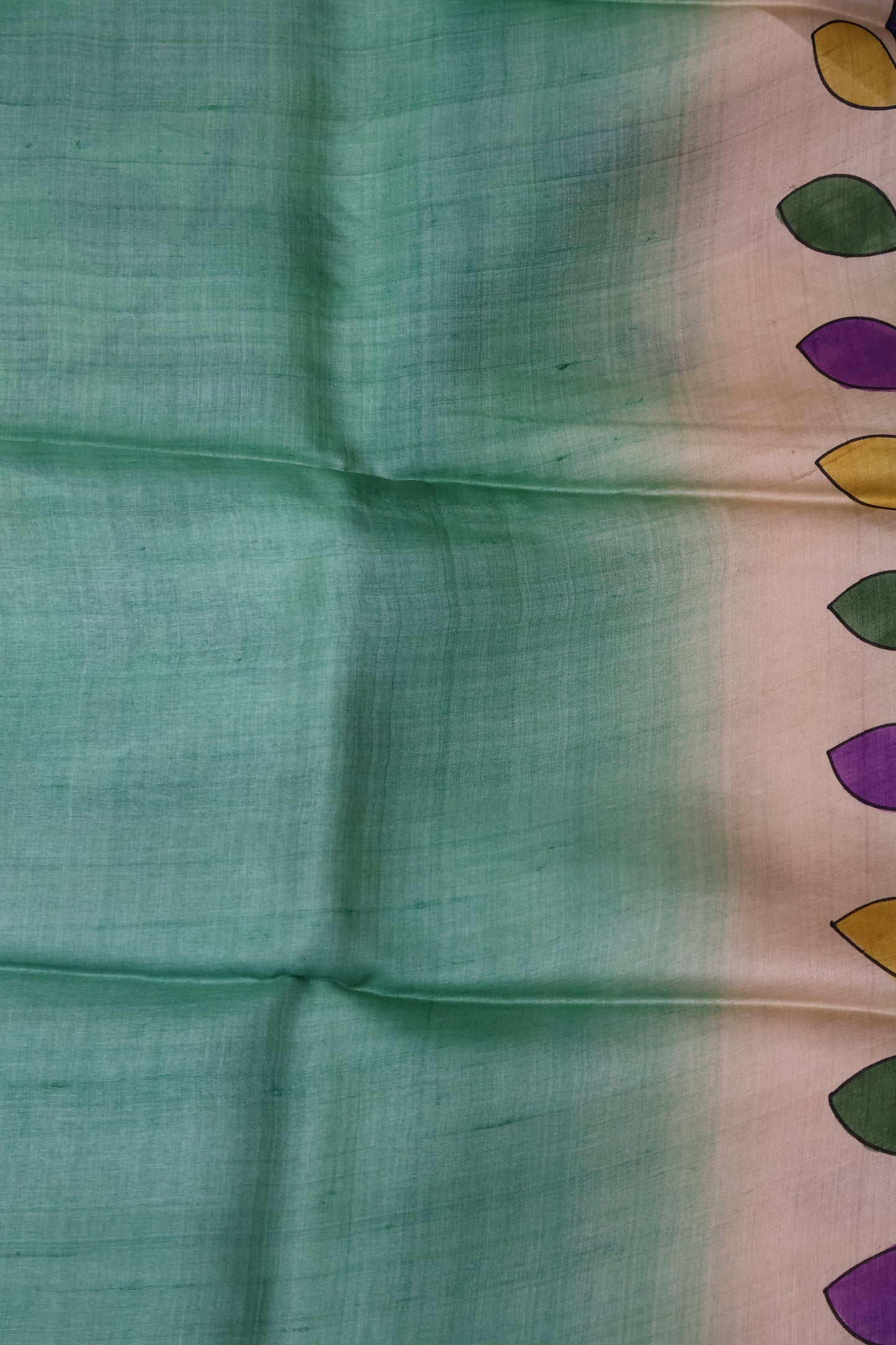 Pure Tussar Saree - Purple Floral Border