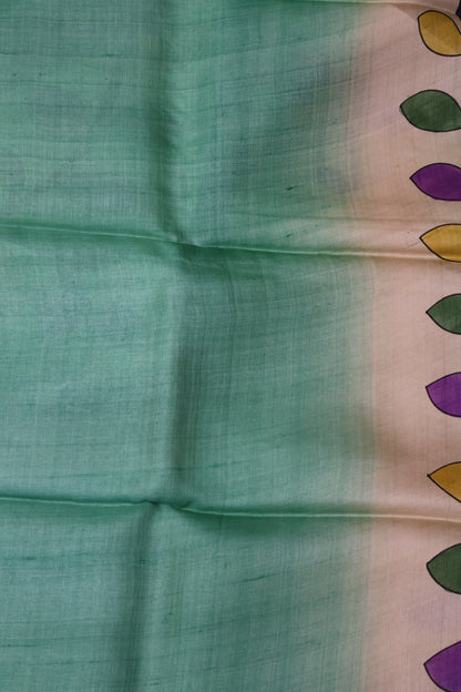 Pure Tussar Saree - Purple Floral Border