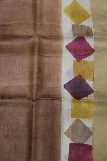 Pure Tussar Saree - Pink Hand Paint