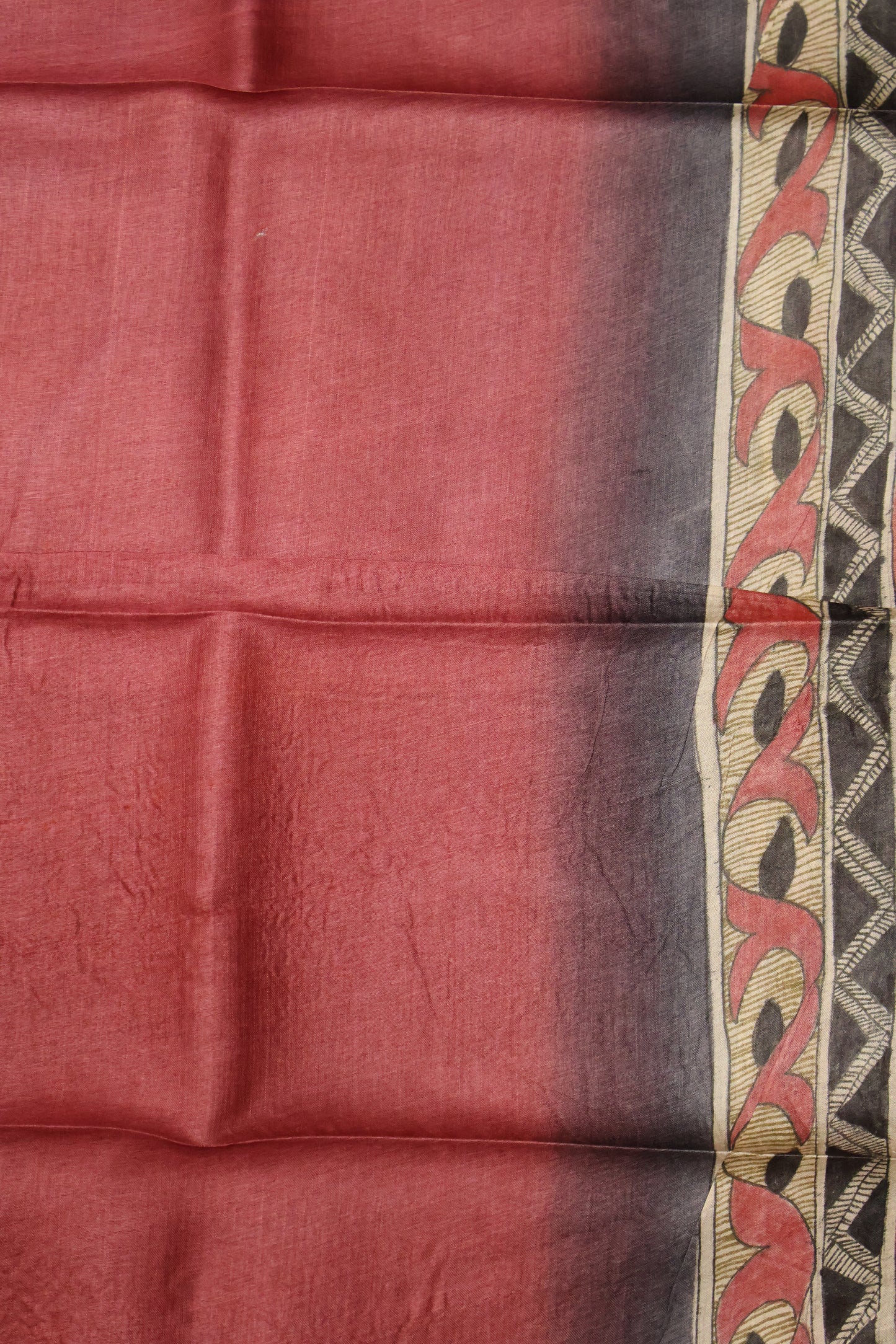 Pure Tussar Saree - Pink Madhubani