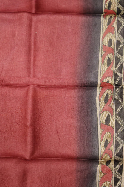 Pure Tussar Saree - Pink Madhubani