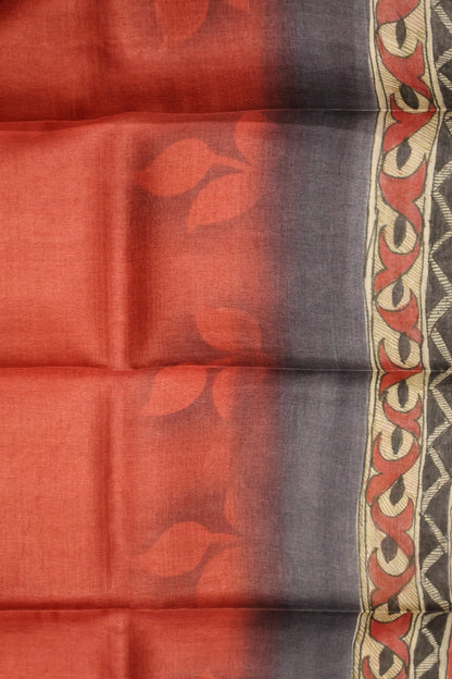 Pure Tussar Saree - Maroon Madhubani