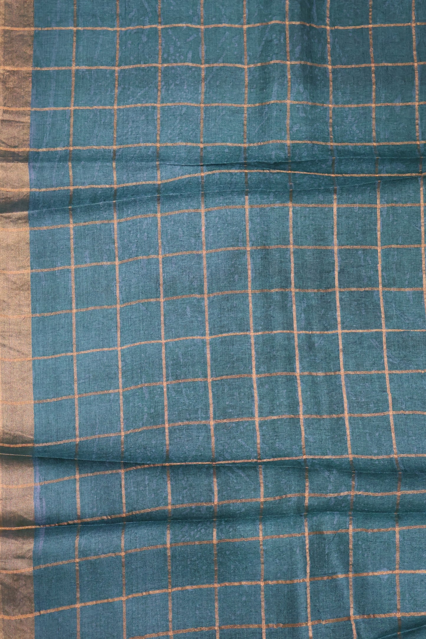 Pure Tussar Saree - Purple Checks