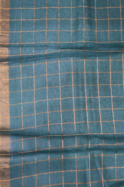 Pure Tussar Saree - Purple Checks