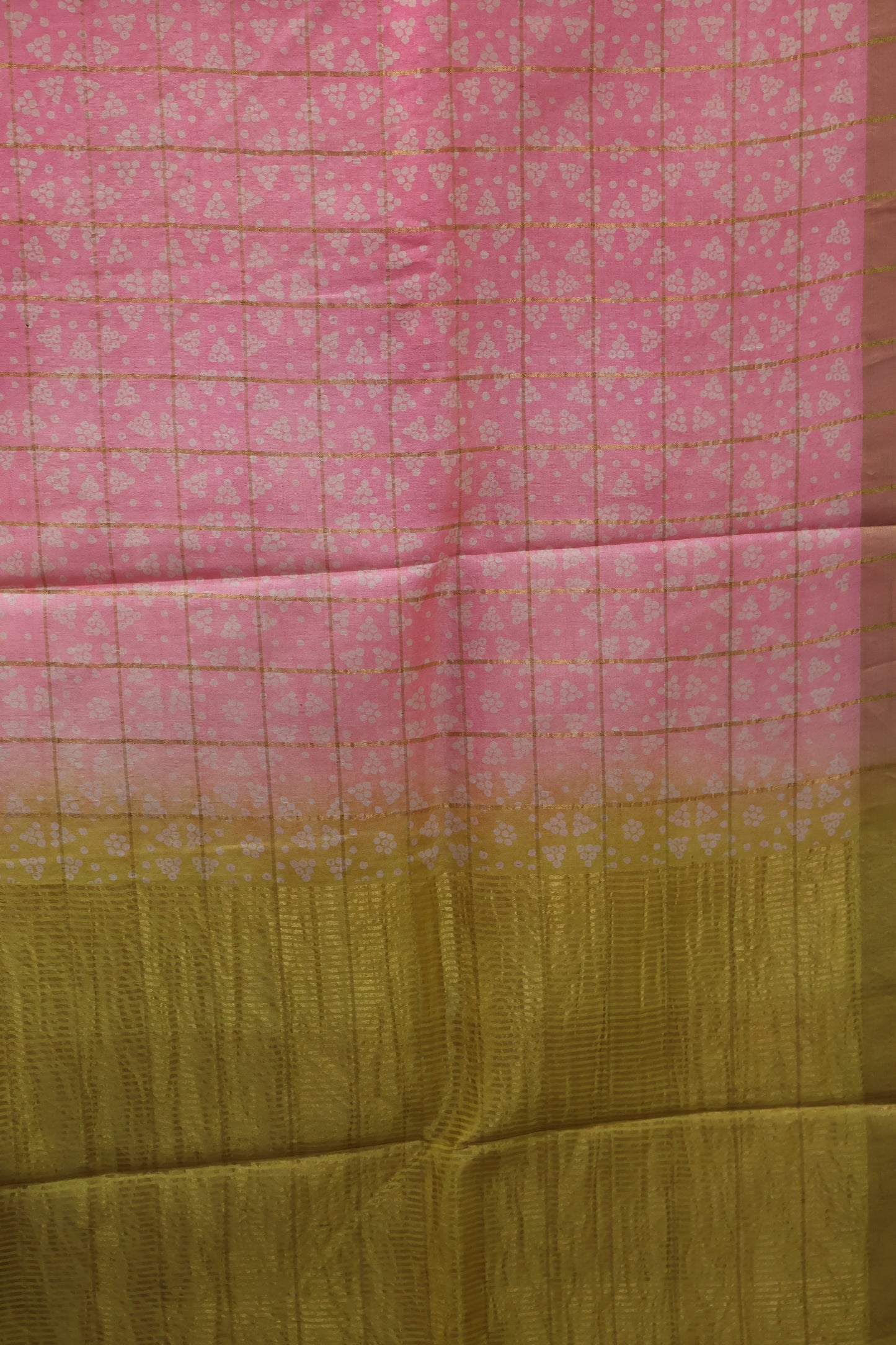 Pure Tussar Saree - Light Pink Checks