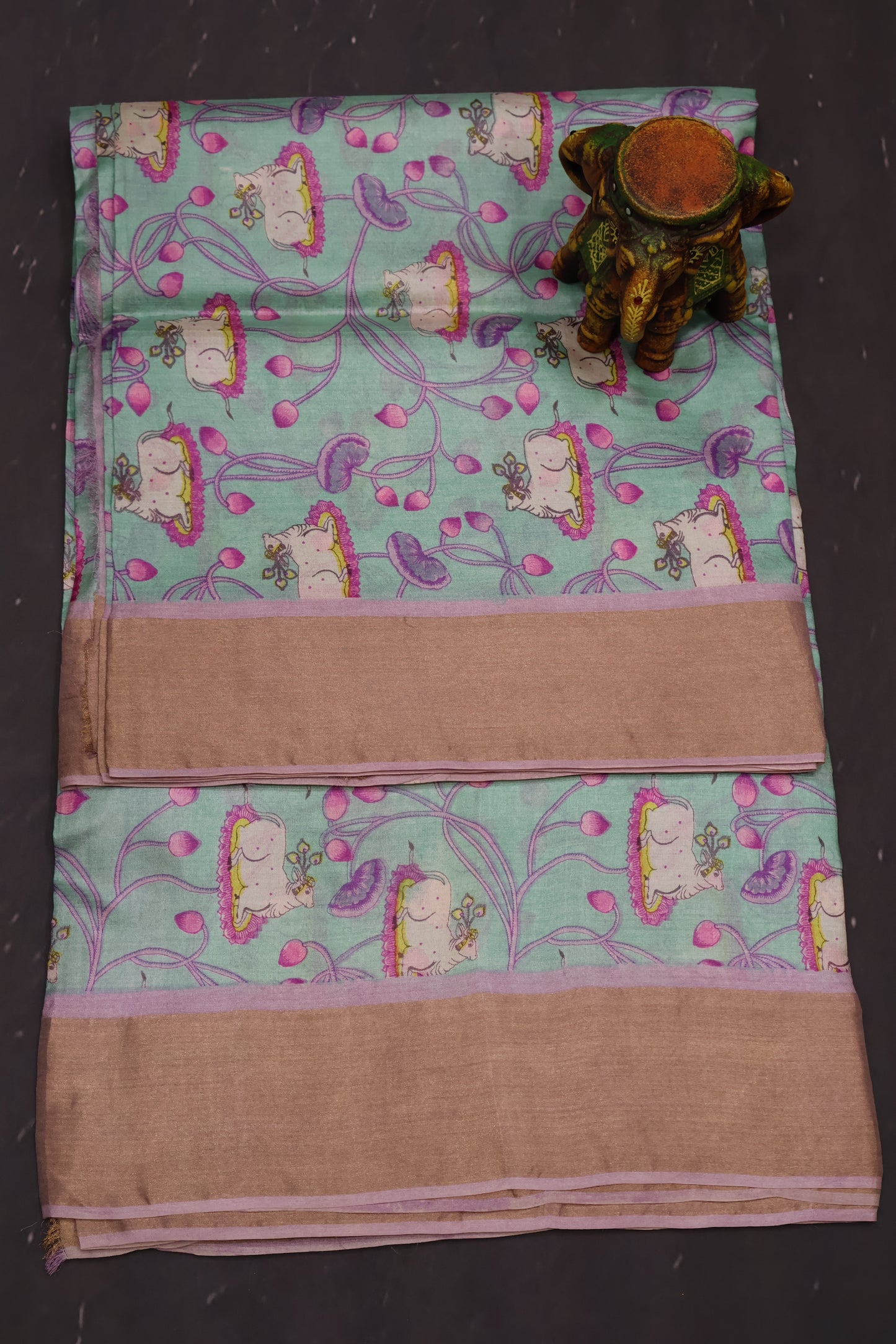 Pure Tussar Saree - Light Green Pichwai