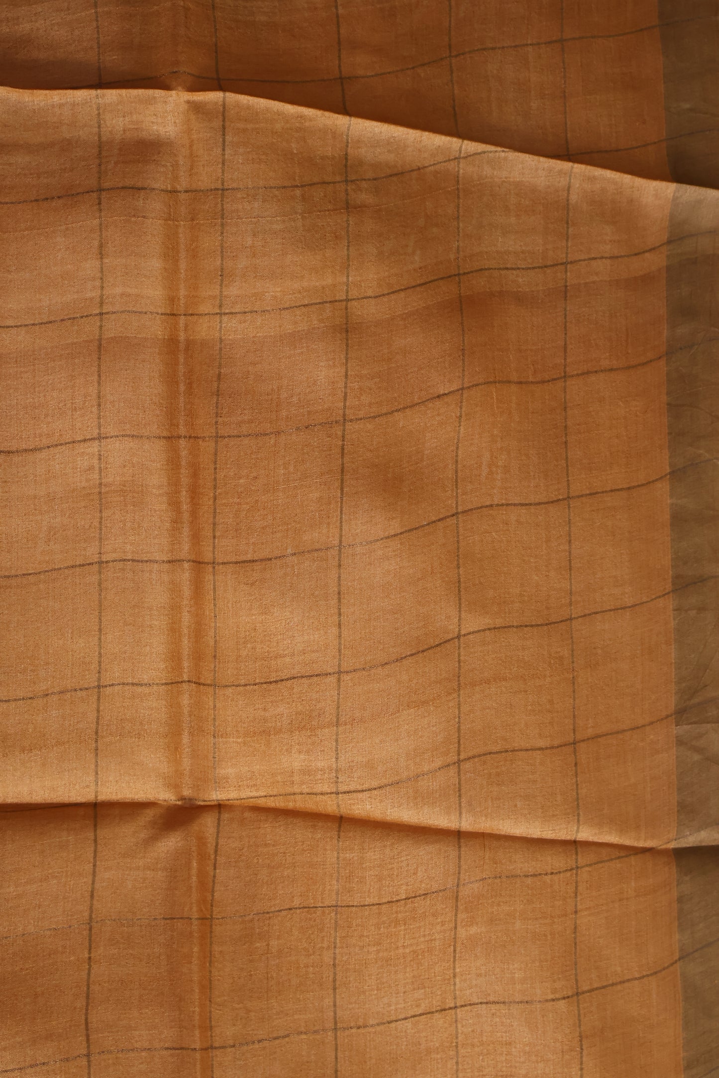 Pure Tussar Saree - Light Brown Floral Body
