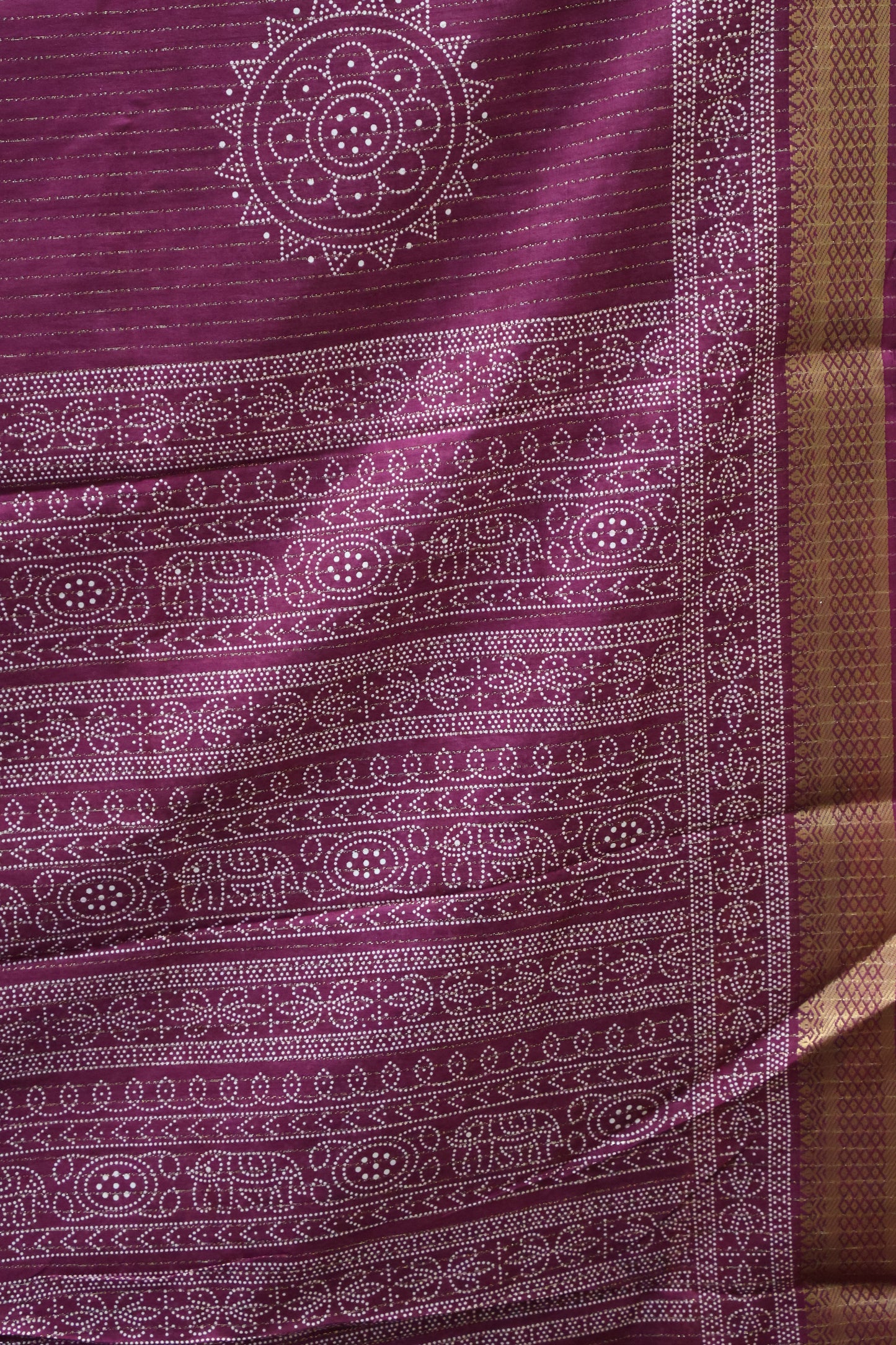 Dola Silk Saree Kolam Print - Purple