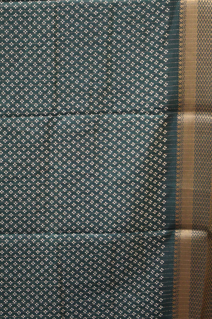 Dola Silk Saree Kolam Print - Green