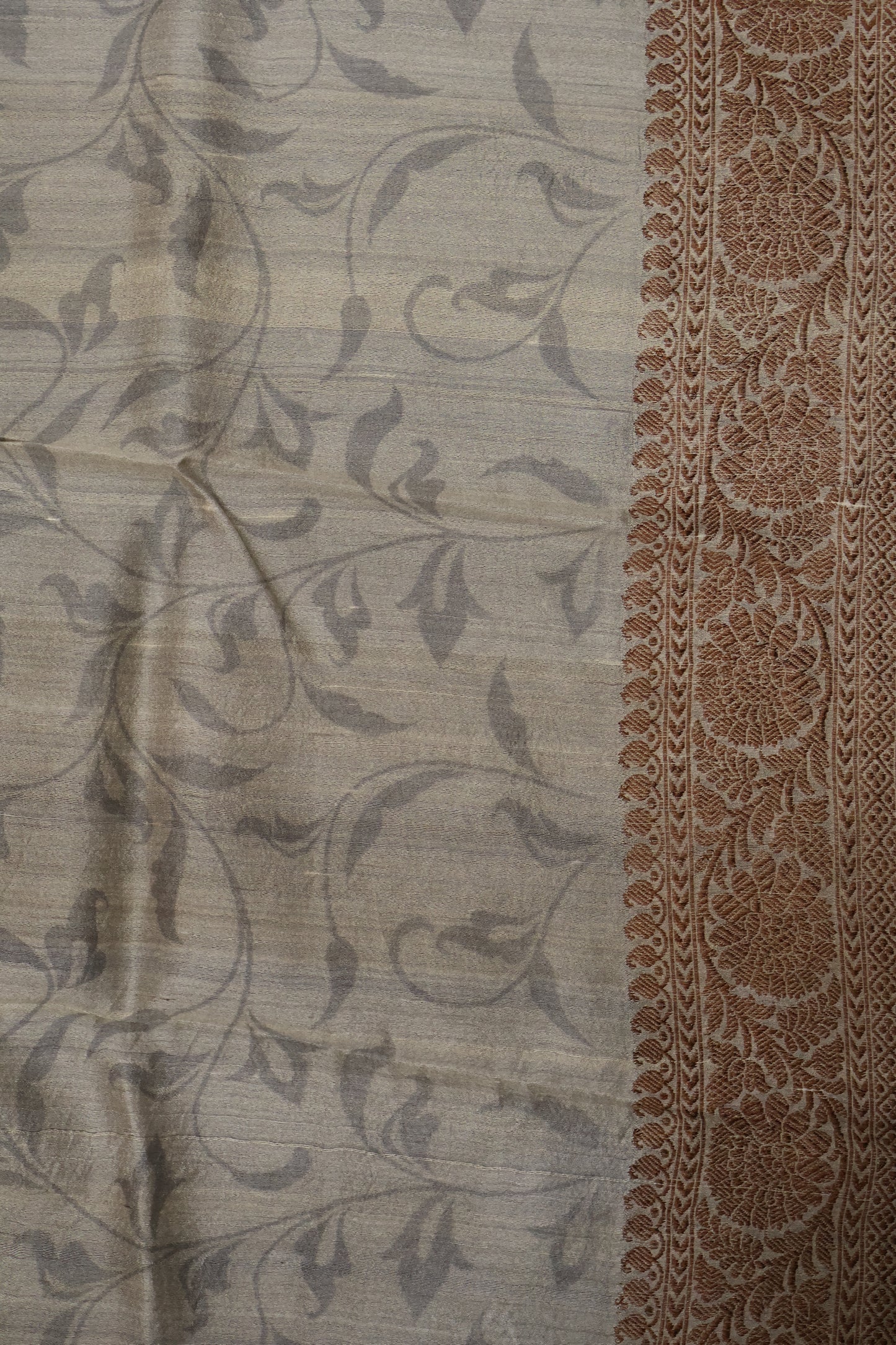 Pure Tussar Saree - Beige Ikkat Body