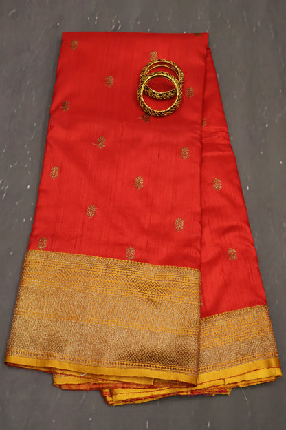 Semi Raw Silk Saree - Red