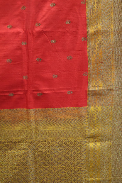 Semi Raw Silk Saree - Red
