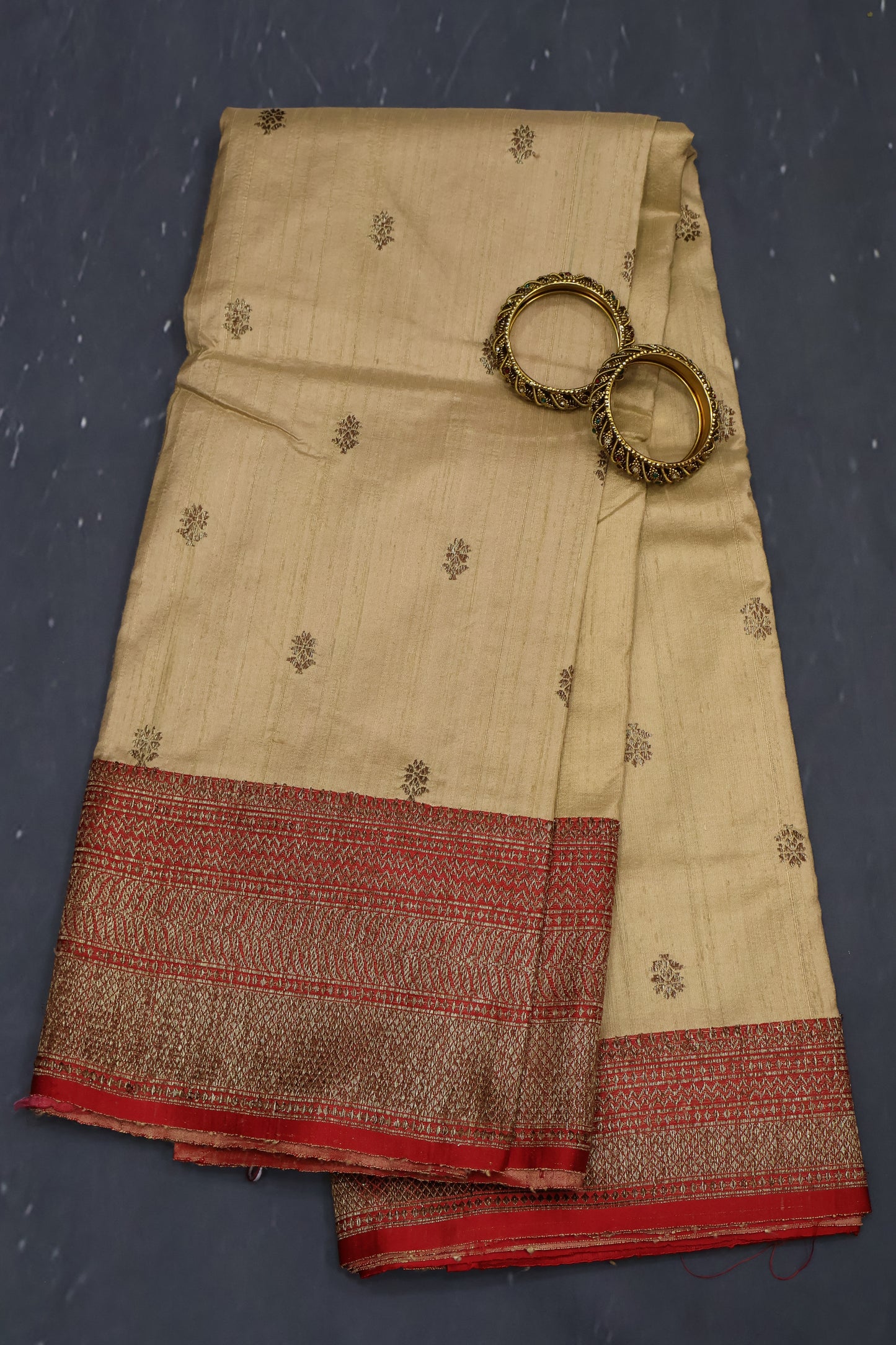 Semi Raw Silk Saree - Light Pale Orange
