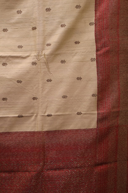 Semi Raw Silk Saree - Light Pale Orange