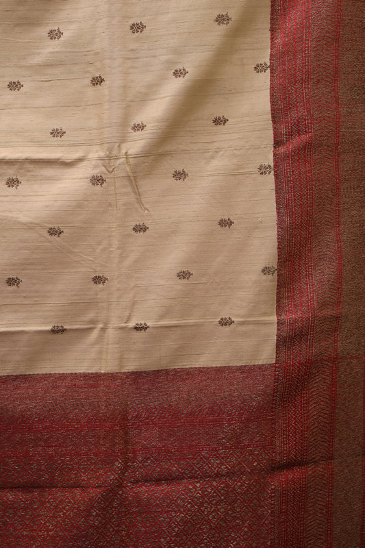 Semi Raw Silk Saree - Light Pale Orange