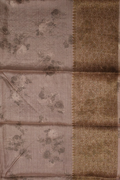 Pure Tussar Saree - Onion Pink Floral Body