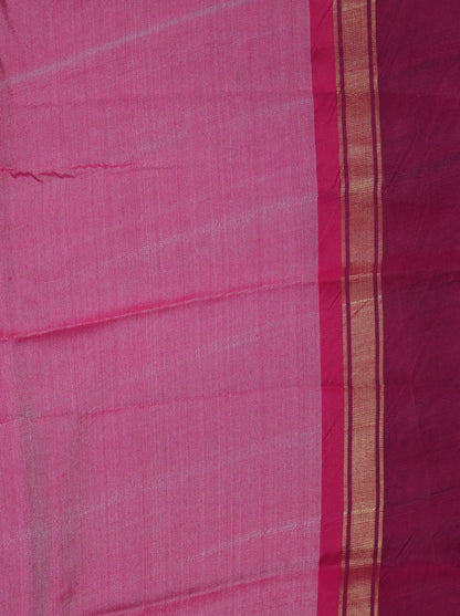 Pure Tussar Saree - Sage Green-Maroon