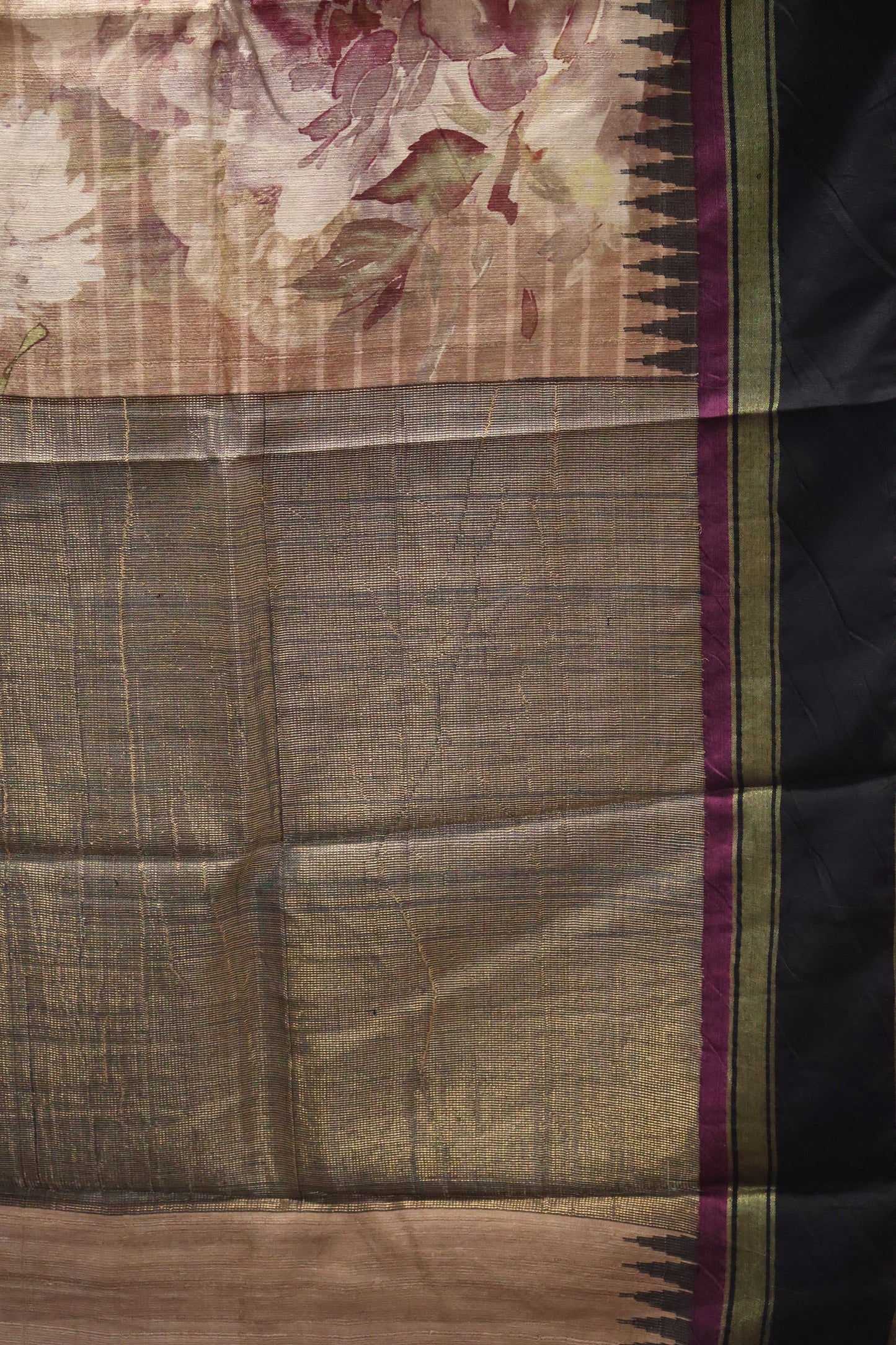 Pure Tussar Saree - Brown-Black