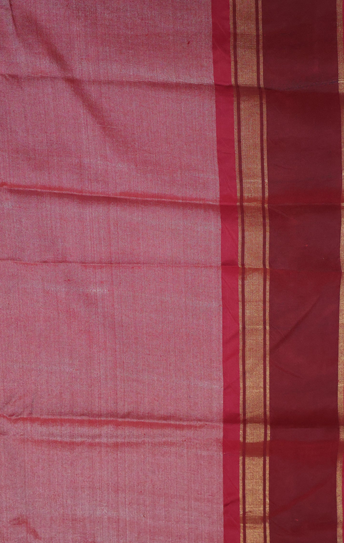 Pure Tussar Saree - Mustard-Maroon