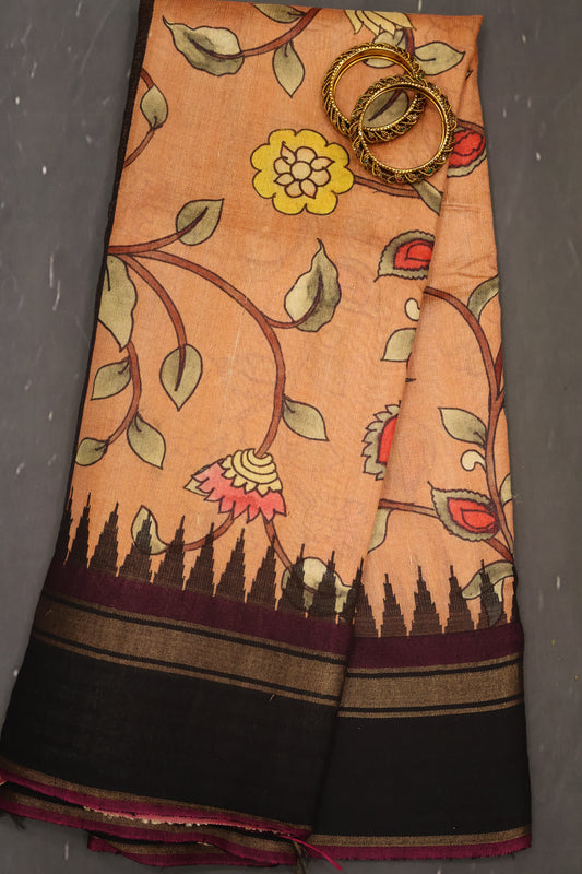 Pure Tussar Saree - Pale Orange