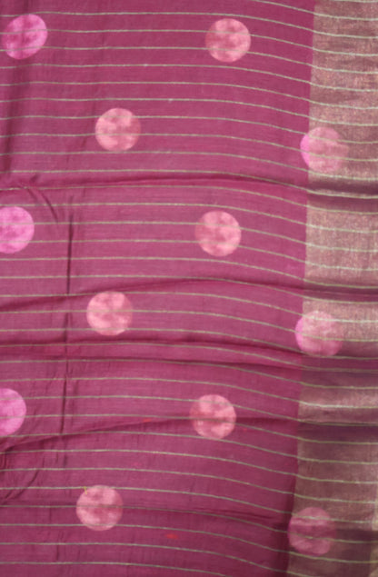 Pure Tussar Saree - Wine Twin Round