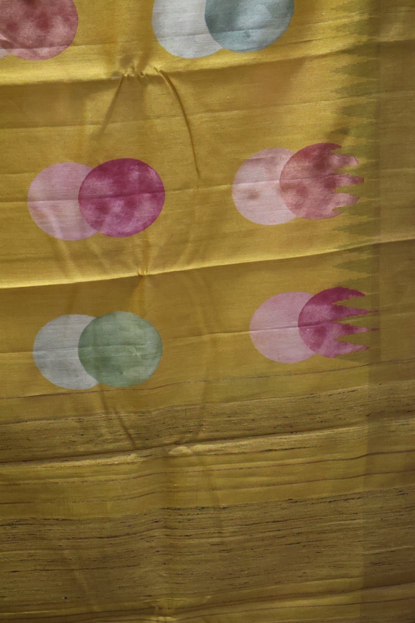 Pure Tussar Saree - Mustard Twin Round