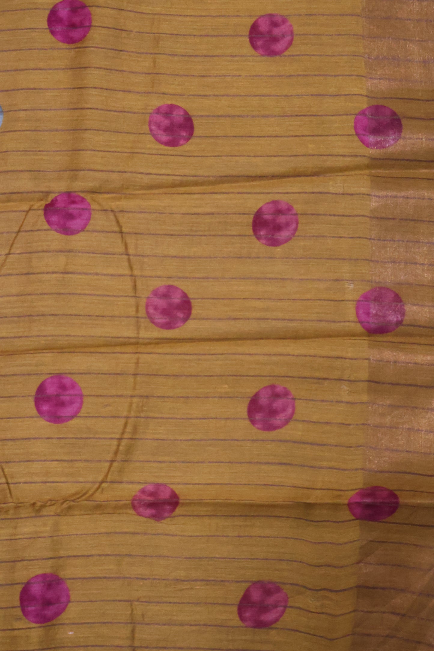 Pure Tussar Saree - Mustard Twin Round