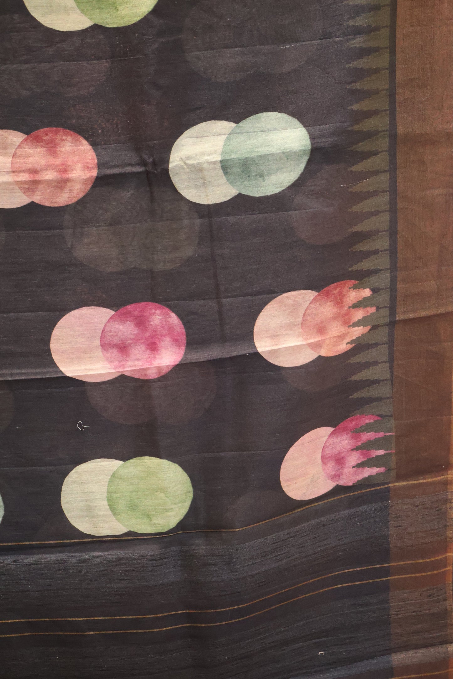 Pure Tussar Saree - Black Twin Round