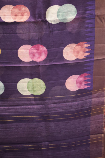 Pure Tussar Saree - Voilet Twin Round