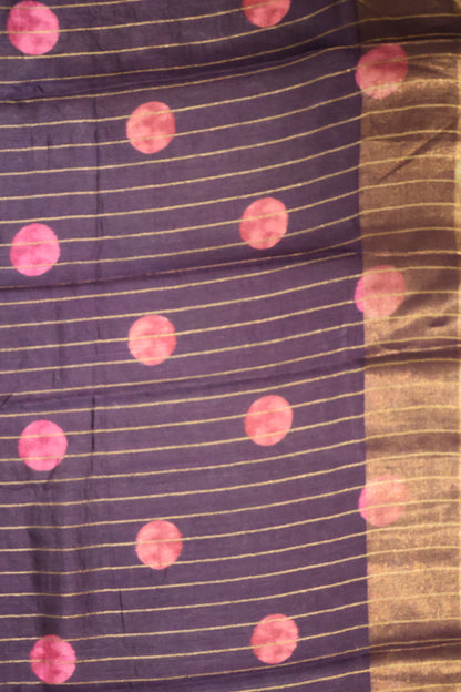 Pure Tussar Saree - Voilet Twin Round