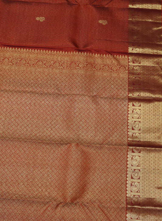 Pure Kanjivaram Saree Vairaoosi -Orange