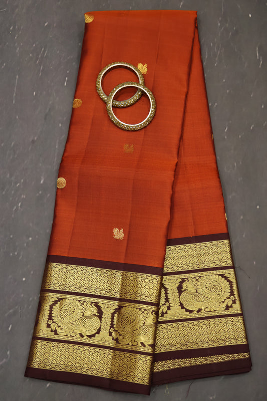 Pure Kanjivaram Saree -Honey Peacock Blue