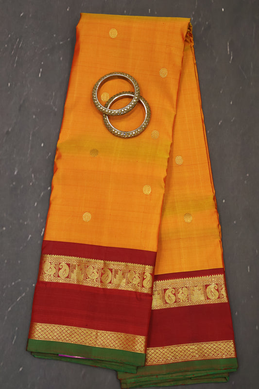 Pure Kanjivaram Saree -Mango Yellow