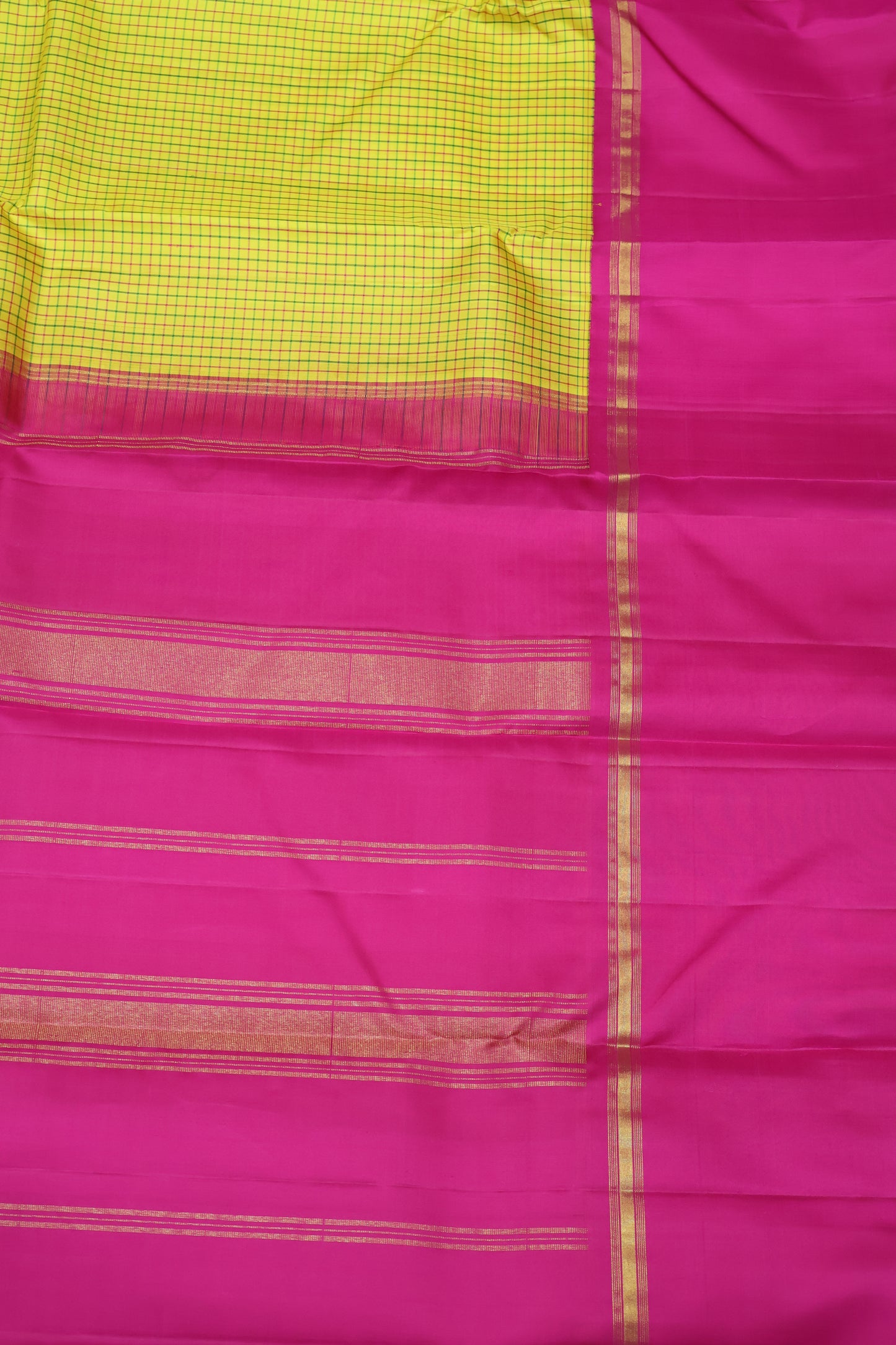 Pure Kanjivaram Saree -Yellow Ganga Jamuna Border